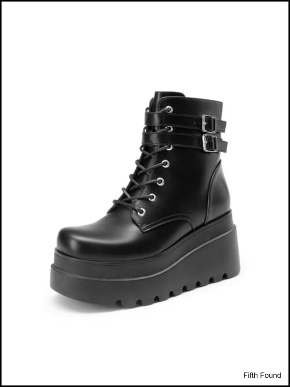 Women's Platform Combat Boots Lace Up Ankle Booties Faux Leather Chunky Heel